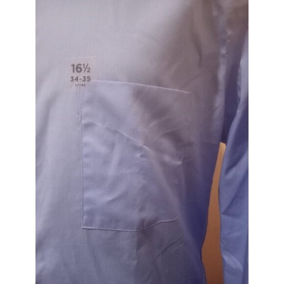 New Stafford Easy Care Travel Men's 16.5 34-35 (XL) Fitted Dress Shirt Blue NWT - Picture 4 of 12